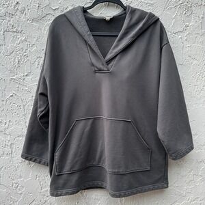 NAP Loungewear Hoodie Sweatshirt Women Small Charcoal Gray Cotton V-Neck Comfort